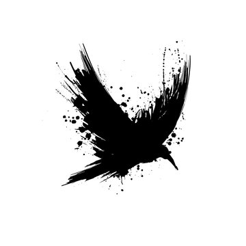 Grunge raven silhouette