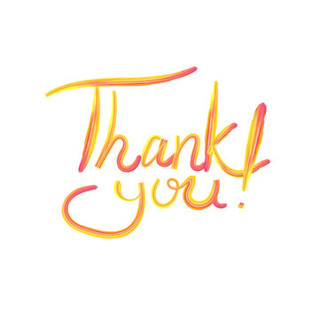 Vector Lettering: Thank You Card, Paint Texture Hand Drawn Illustration Isolated.