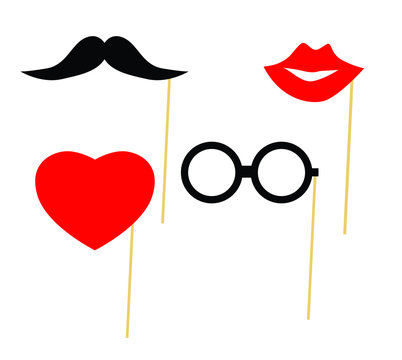 Party elements lips and heart glasses 
