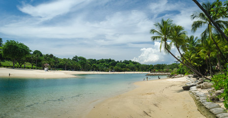 Sentosa beach in Singapore. Beautiful weather in the ispand of Sentosa.