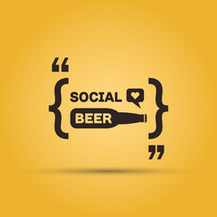 Quotation mark speech bubble with beer bottle