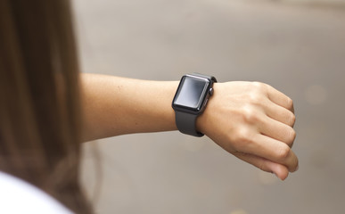 Smart watch on the woman's hand