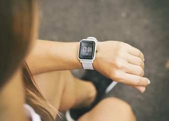 Smart watch on the woman's hand