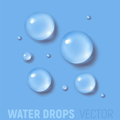 Drops of water. 3d realistic vector illustration. Realism style. Macro