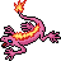 vector pixel art fire gecko