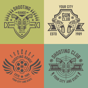 Shooting range vector emblems in vintage style