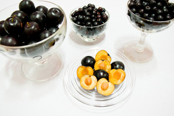 Healthy fruits, Cherry Plums and Aronia(chokeberries).