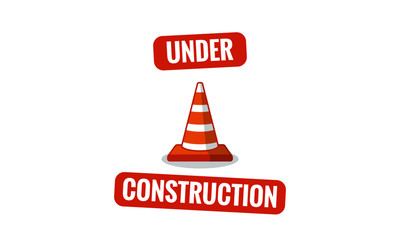 Under Construction Sign With Traffic Cone Pylon Vector Illustration in Flat Style Design