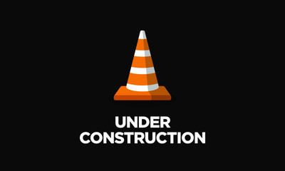 Under Construction Sign With Traffic Cone Pylon Vector Illustration in Flat Style Design