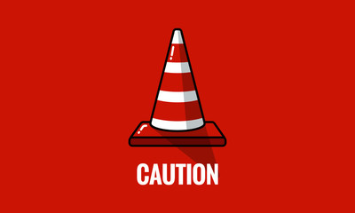 Caution Traffic Cone Pylon Vector Illustration in Flat Style Design