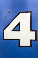 Written Wording in Distressed State Typography Found Number Four 4