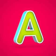 Juicy letter A uppercase isolated on hot pink background.