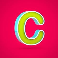 Juicy letter C uppercase isolated on hot pink background.