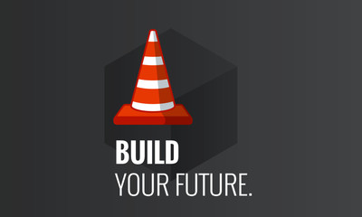 Build Your Future Motivational Poster Design with Traffic Cone Vector Illustration 