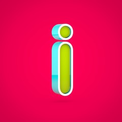 Juicy letter I lowercase isolated on hot pink background.