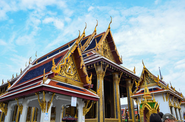Fototapeta na wymiar Bangkok, Thailand-August 13, 2016: Wat Phra Kaew temple