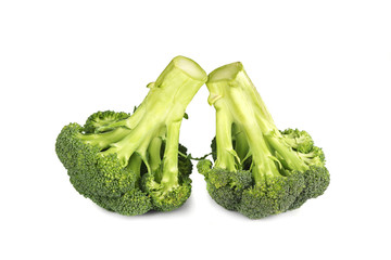 Fresh two green broccoli isolated on a white background - 216678218