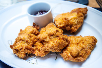 delicious fried chicken with sauce