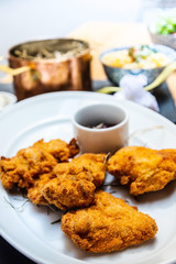 delicious fried chicken with sauce