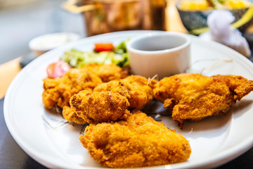 delicious fried chicken with sauce
