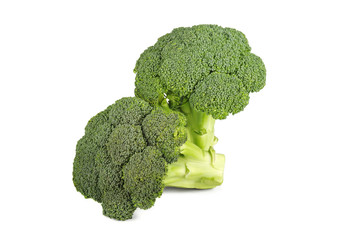 Fresh two green broccoli isolated on a white background - 216678281