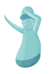 Vector illustration for Jeju-do promotion: Dabbing Dancing Dol hareubang, also called tol harubang or Jeju Stone Grandfather, large rock statue found on Jeju Island, South Korea.