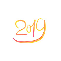 Vector 2019 Lettering, Paint Texture Brush Stroke, Isolated Colorful Illustration.