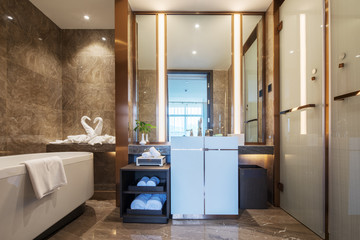 Bathroom interior with bathtub