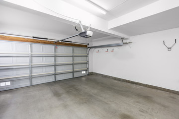 Empty residential garage in modern suburban home.  