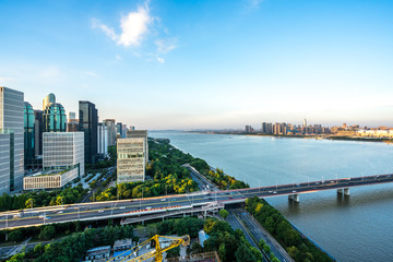 panoramic city skyline in hangzhou china