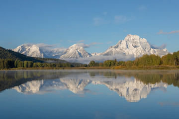 Scenic Reflection Landscape of the Tetons in Fall