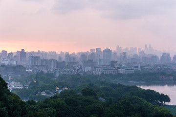 Fototapeta premium panoramic city skyline in hangzhou china