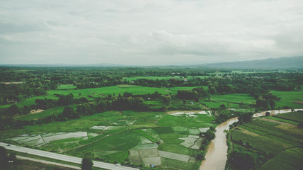 Terrace rice field aerial view in Nan,Thailand