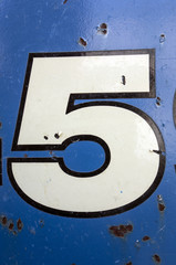 Written Wording in Distressed State Typography Found Number Five 5