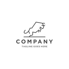 Strong Bull monoline logo design vector illustration