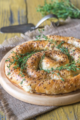 Spiral phyllo pie with feta