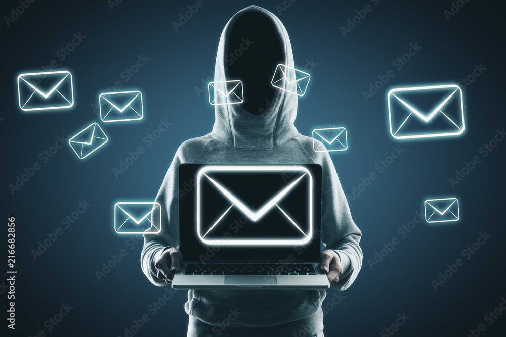 Aufkleber email and hacking concept
