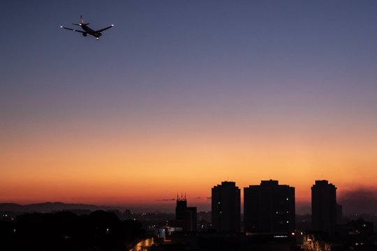 Beautiful Sunset with airplane