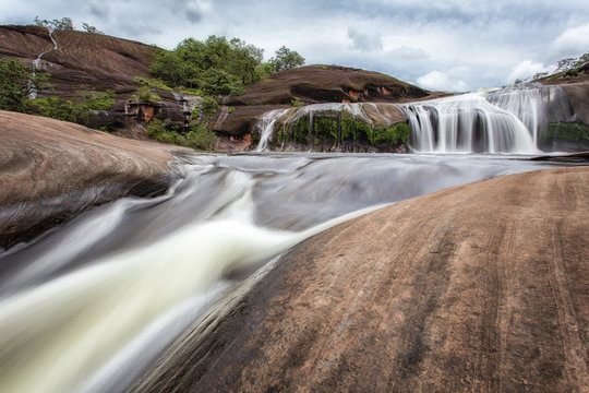 Tham Phra Waterfall Beautiful nature at Bueng Kan Province,Thailand