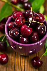 Sweet Black and Red Cherries. Selective focus.