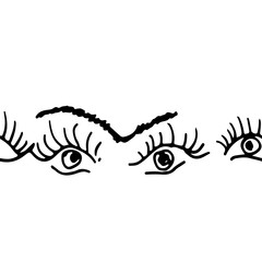 Eye and eyebrow ornament. Vector illustration.