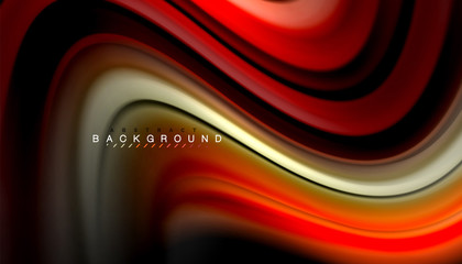 Obraz premium Fluid colors abstract background, twisted liquid design on black, colorful marble or plastic wave texture backdrop, multicolored template for business or technology presentation or web brochure cover
