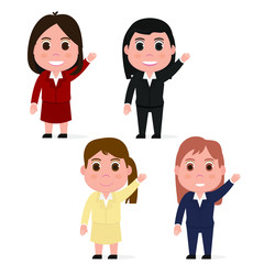 Business woman set character, vector 
