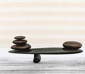 Zen basalt stones on desk