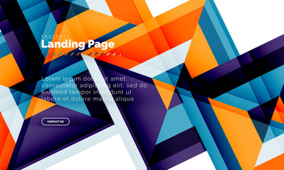 Square shape geometric abstract background, landing page web design template