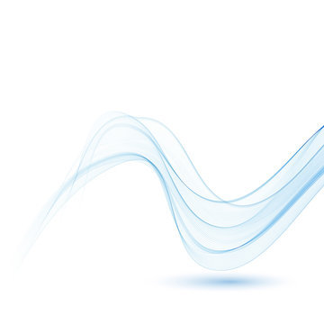 Abstract background, transparent waved lines for brochure, website, flyer design. Blue smoke wave.