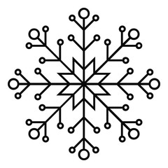 Black snowflake icon isolated on white background. Vector illustration. 