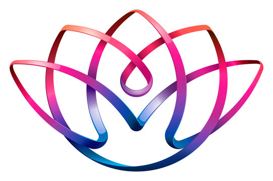 Colorful Illustration. Beautifull abstract flower. Stylize lotus. 3d effect on white background