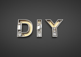 DIY word made from Mechanic alphabet 3d rendering 3d rendering.