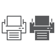 Printer line and glyph icon, office and work, fax sign, vector graphics, a linear pattern on a white background, eps 10.